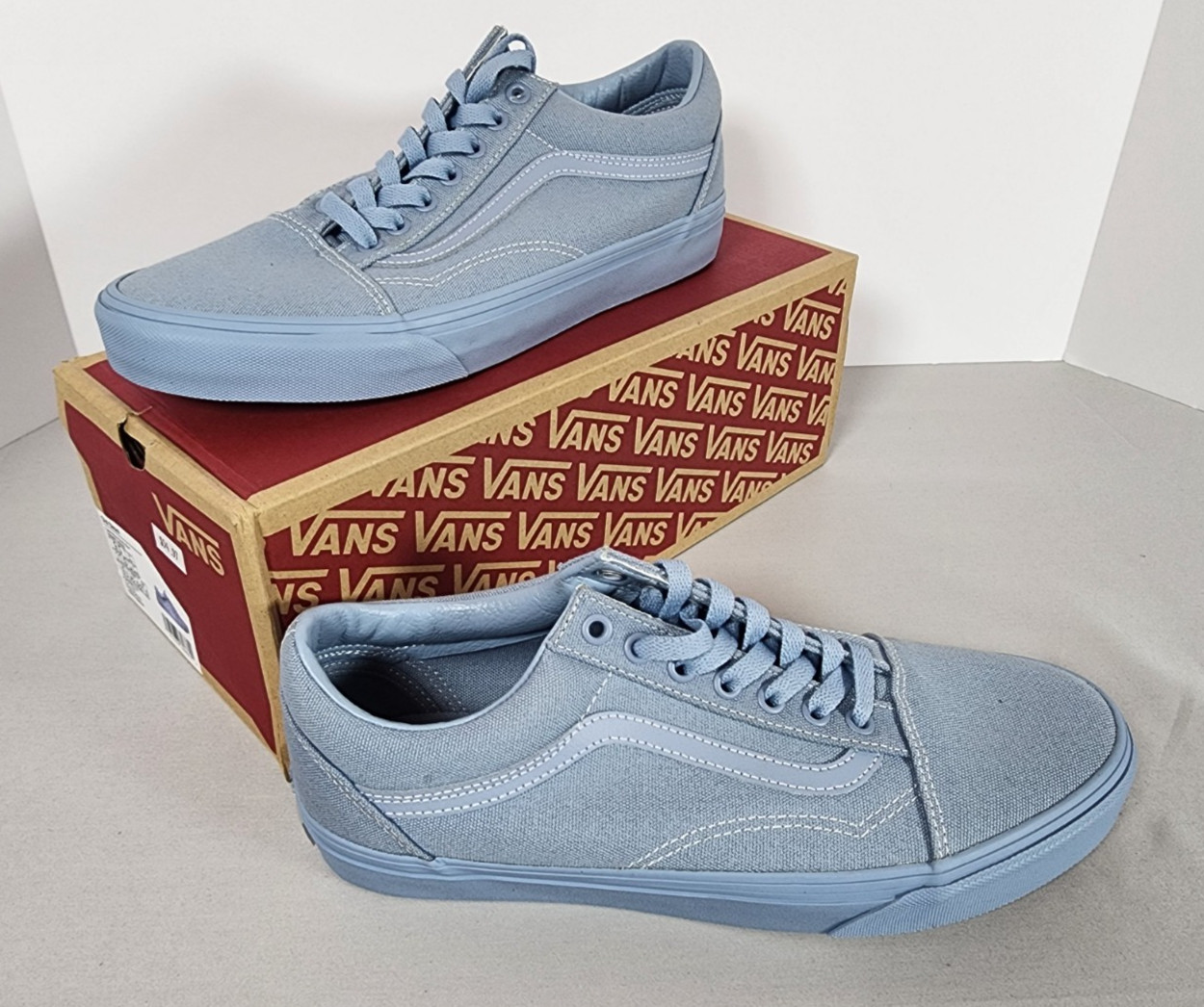 Brand New Unisex Mens Vans Old Skool Pastel Mono Dusty Blue Monochromatic Light
