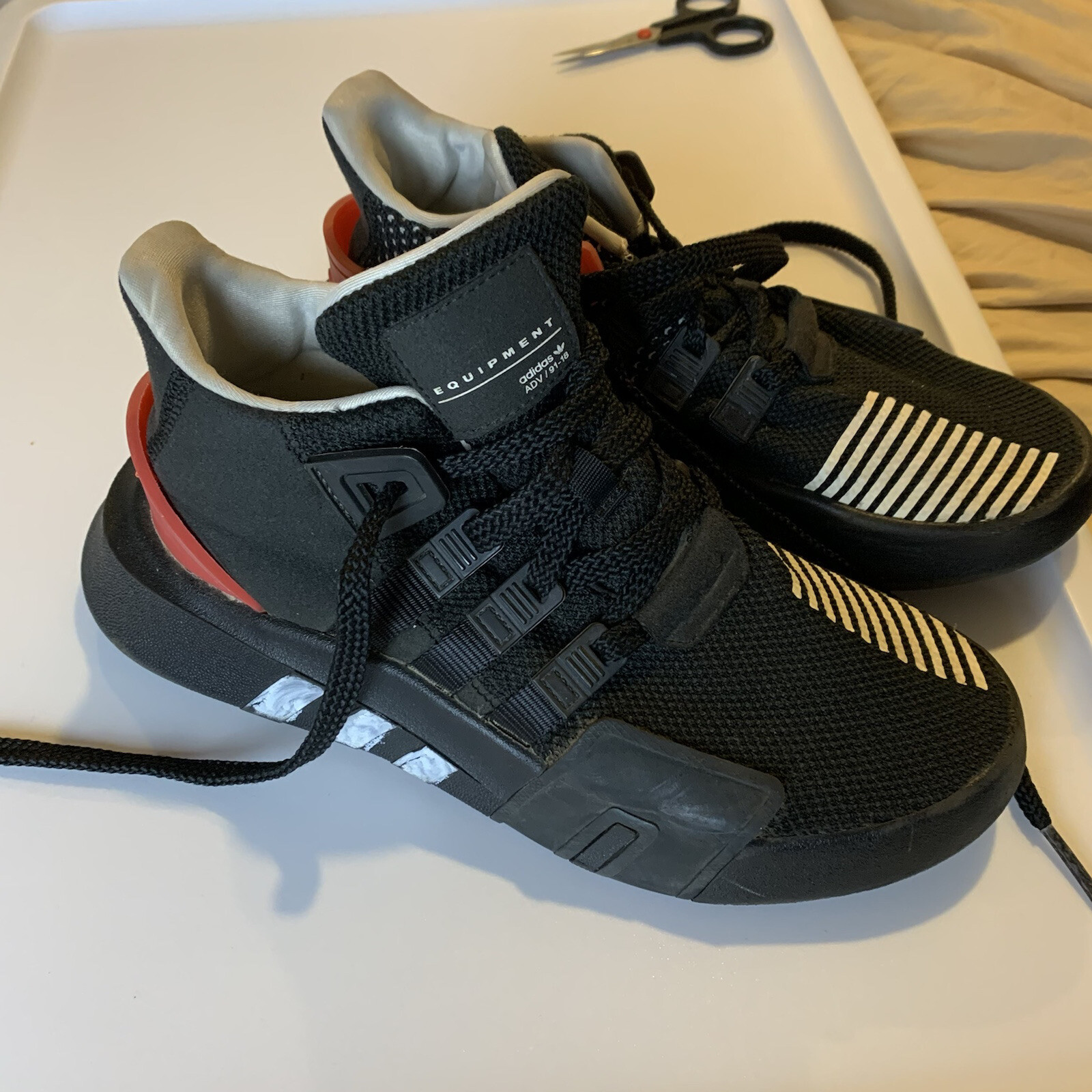 Adidas eqt ADV/91-18 Sz 4.5 black red white basketball shoes