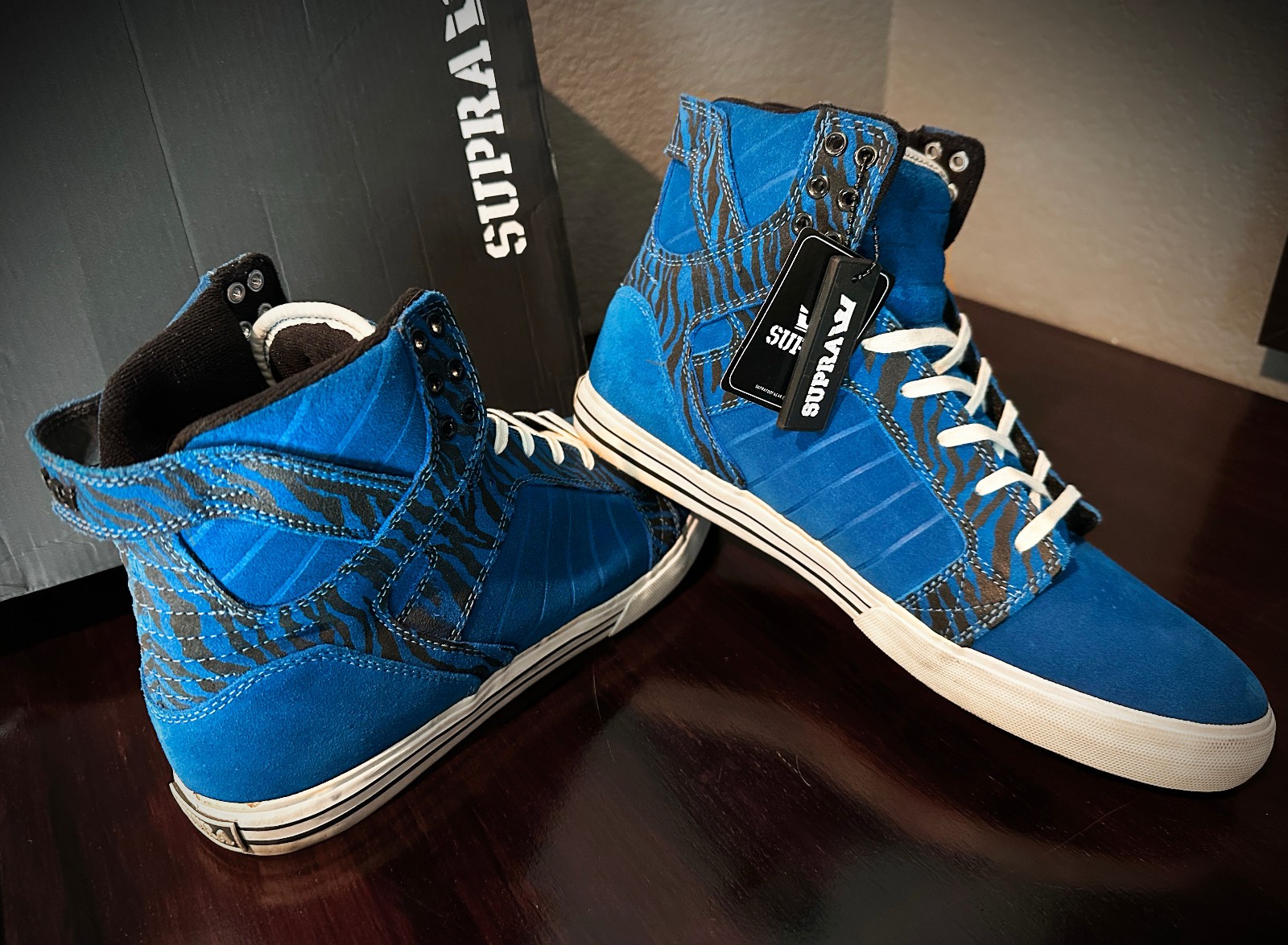 SUPRA Skytop MUSKA 001 / Size 11 / Tiger Striped / Blue / Shoes / High Tops