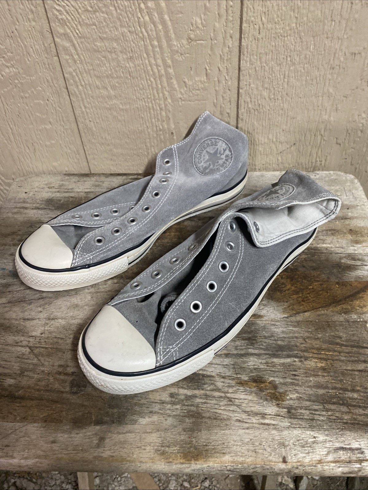 Converse Chuck Taylor All Star High Top Lace Up Canvas Gray White Mens Size 10