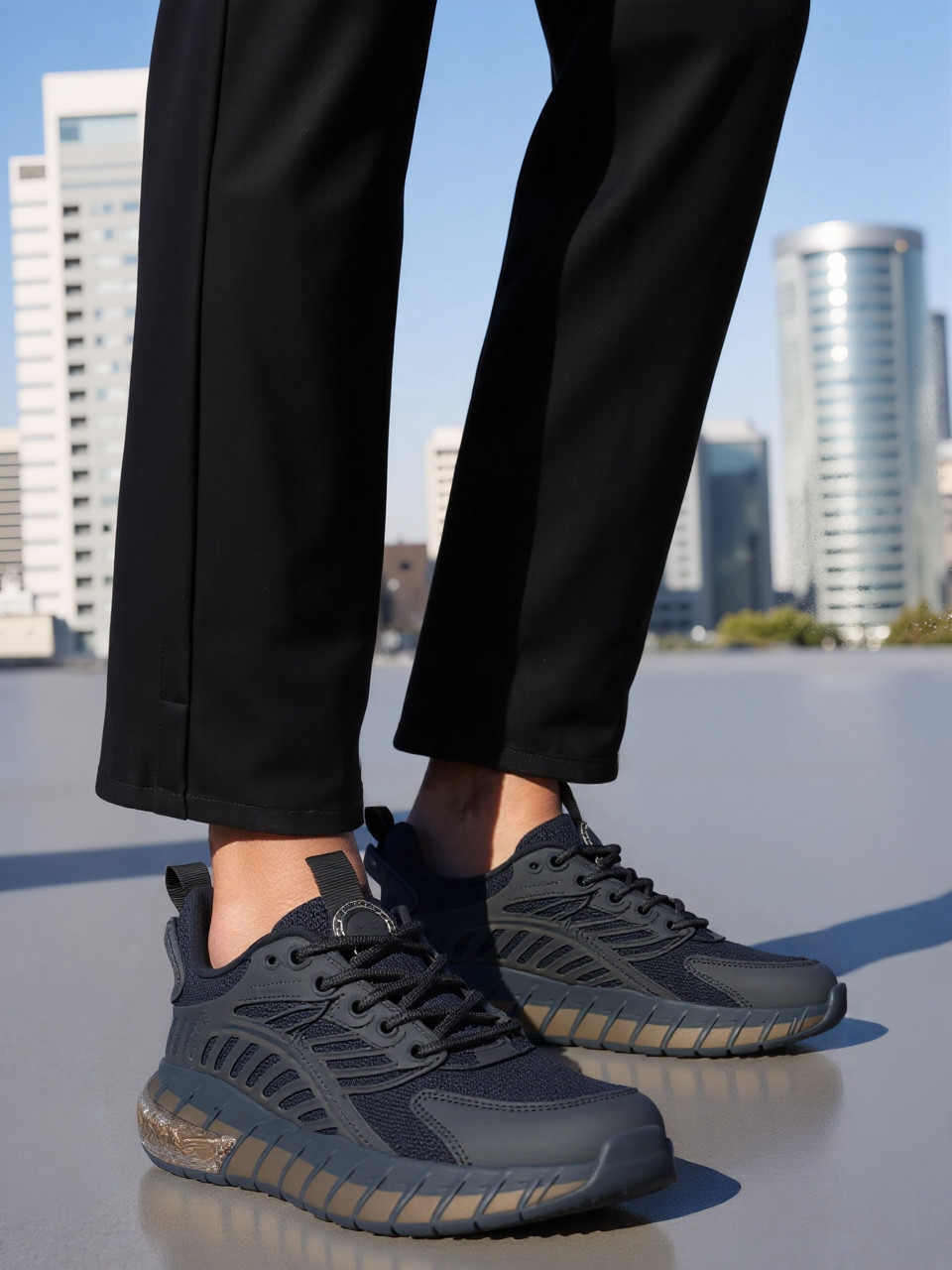 Men’s Black Comfort Running Shoes Soft Elastic Sole Breathable Work Sneakers