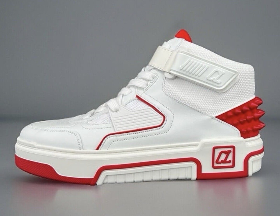 CHRISTIAN LOUBOUTIN Astroloubi Leather and Textile Mid-Top Sneaker EU 50 – US 17