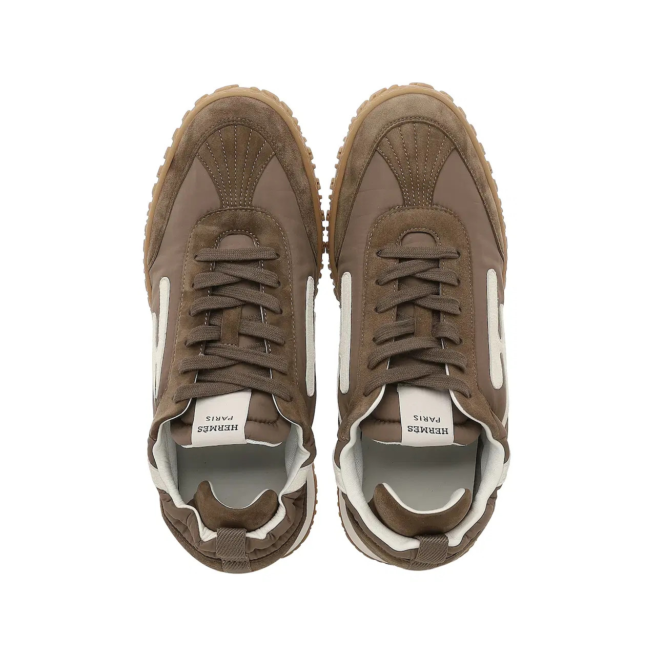 Hermès Jet Sneakers Parachute Fabric Suede Goatskin & Etoupe Blanc H261807ZHX3