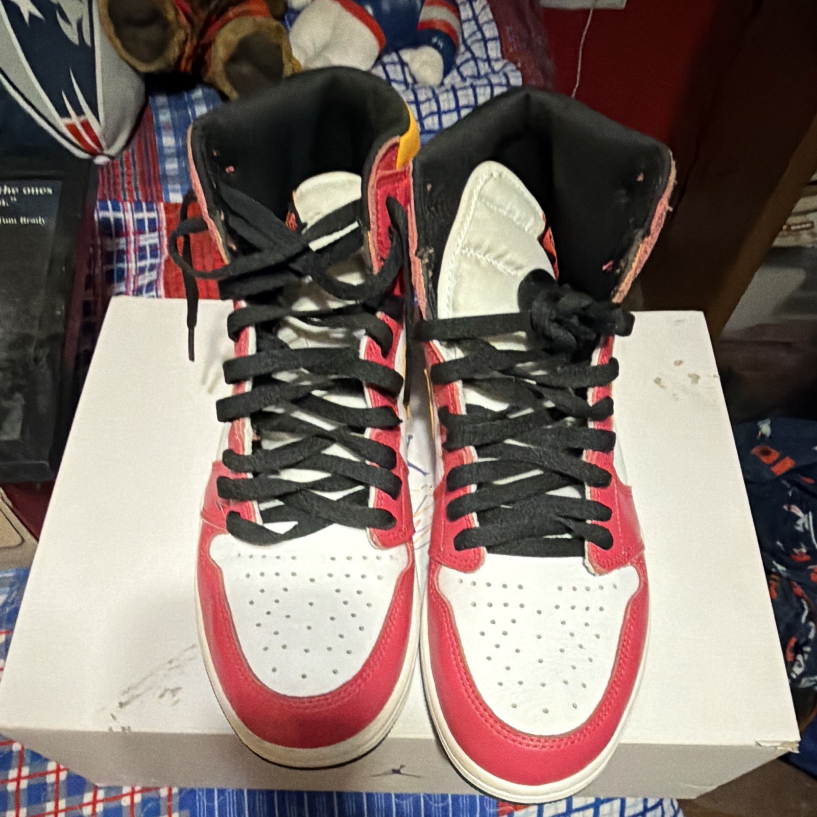 Jordan Air Jordan 1 Men’s High Top Leather Colorblock Lace Up Red/White
