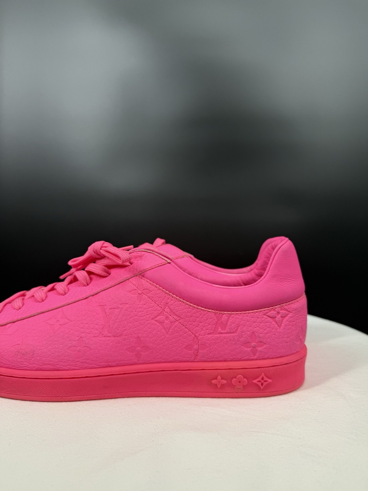 Louis Vuitton Men’s Monogram Logo Pink Low Top Lace Up Athletic Sneakers