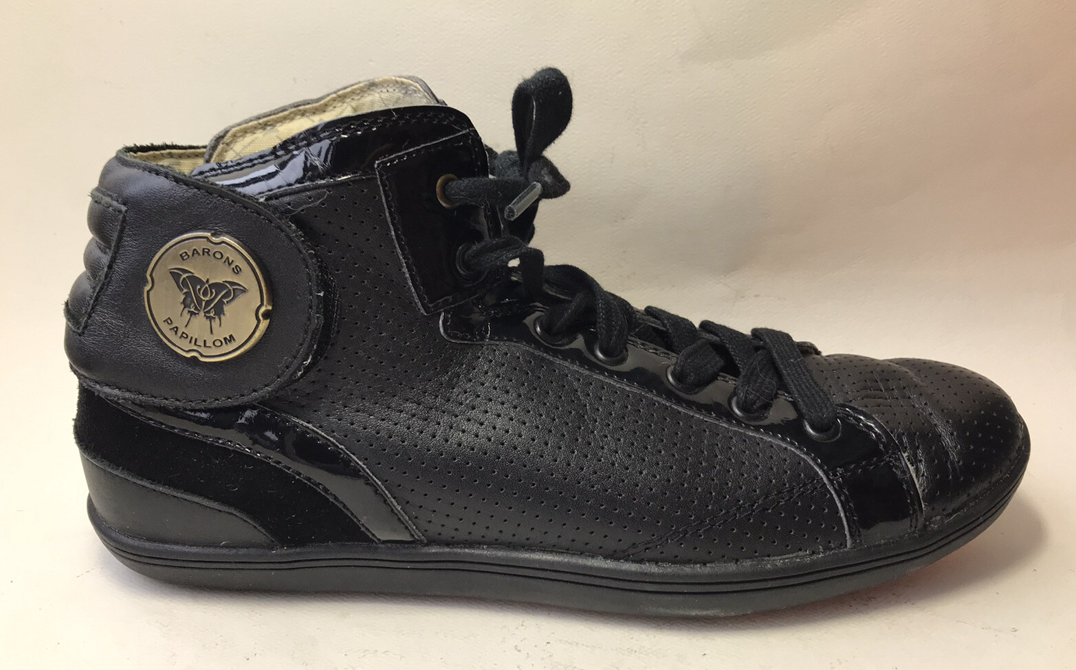Barons Papillom Black leather And Patent Mens Sneakers Sz 7 pre-owned