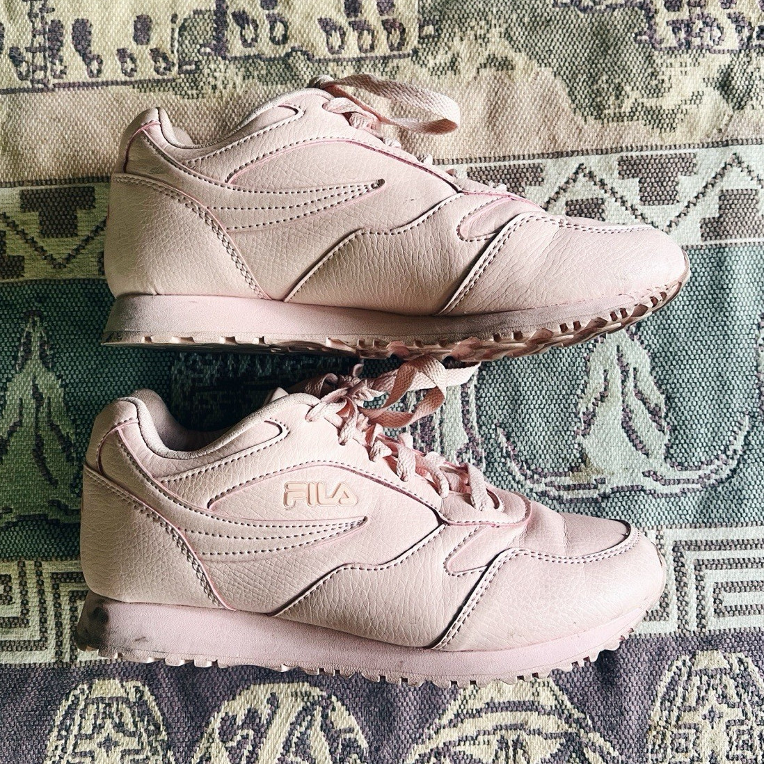 FILA Pink Lace-Up Low Top Athletic Sneaker Unisex Adults Solid 5CM00152-650