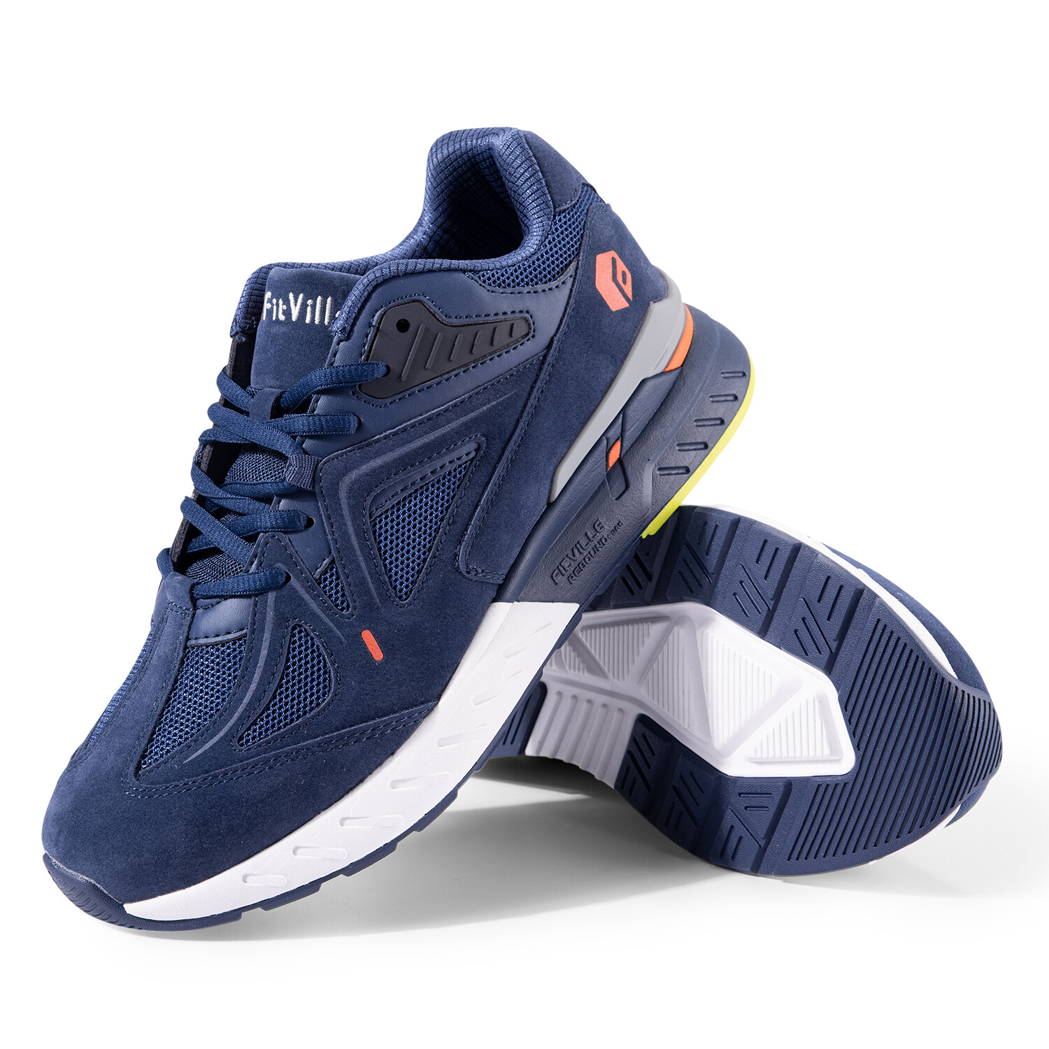 FitVille Extra Wide Walking Shoes Men Rebound Core Flat Feet Arch Fit Heel Blue