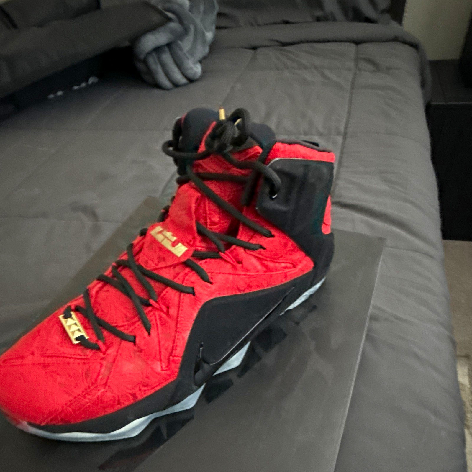 Nike LeBron 12 EXT Red Paisley 2015 Shoes Red/Black 748861-600
