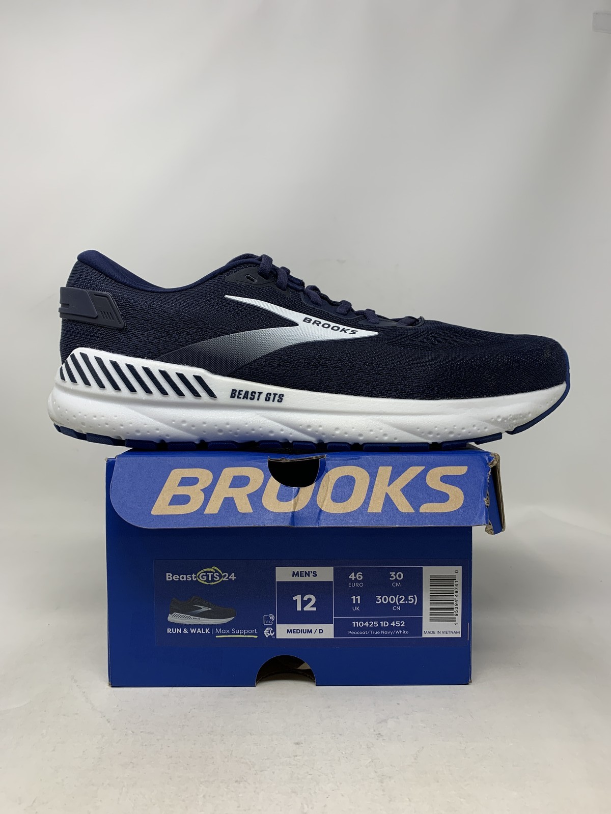 Men’s Brooks Beast GTS 24, Peacoat/True Navy/White, 12 D Medium US