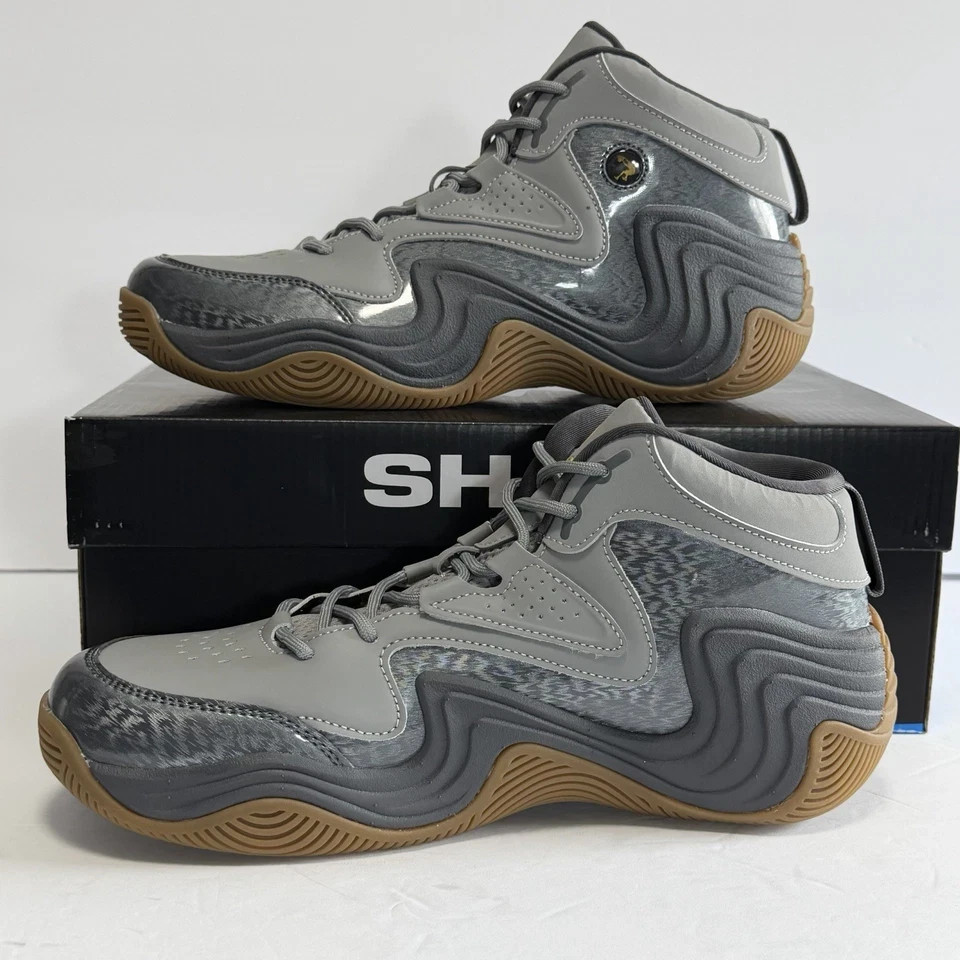 NEW Mens Shaq Juggernaut Gray Mid Top Basketball Shoes, Size 9.5