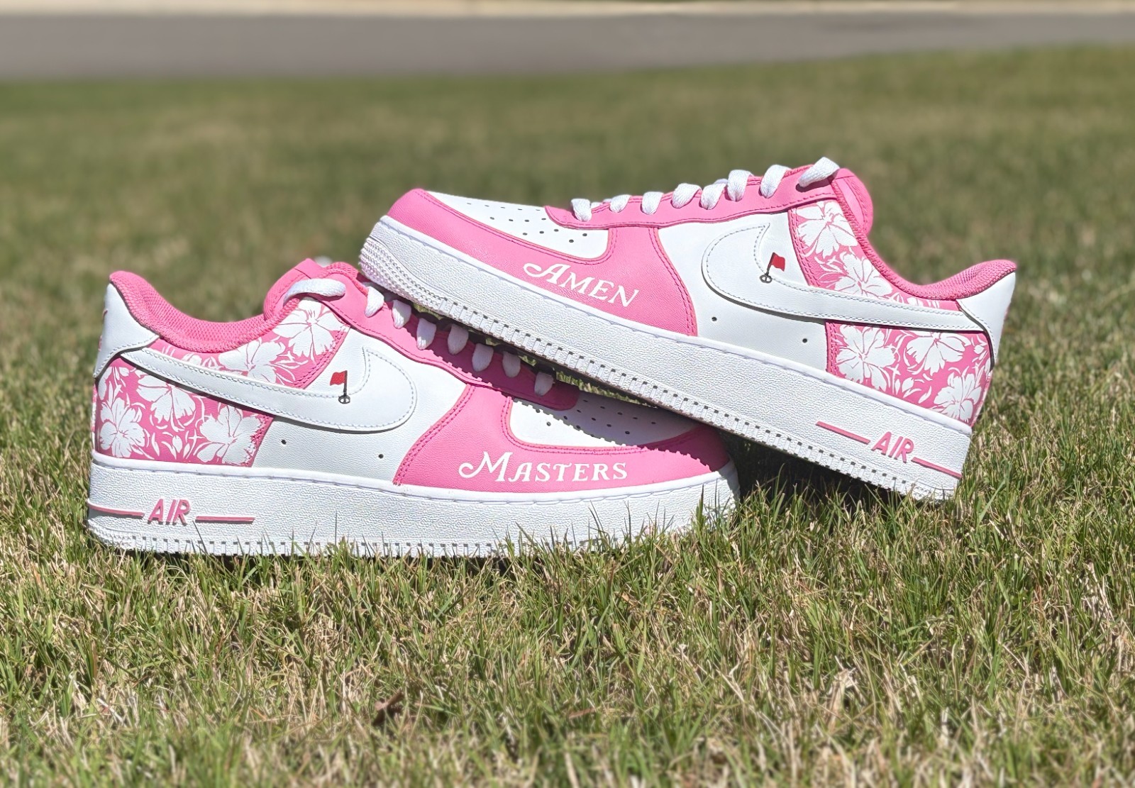 Pink Augusta Golf Masters Style Custom Painted Air Force 1
