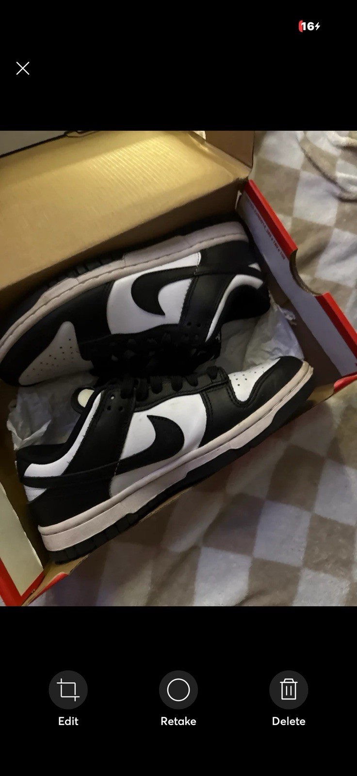 Nike Dunk Low Men’s Low Top Lace Up Sneakers Black/White Colorblock