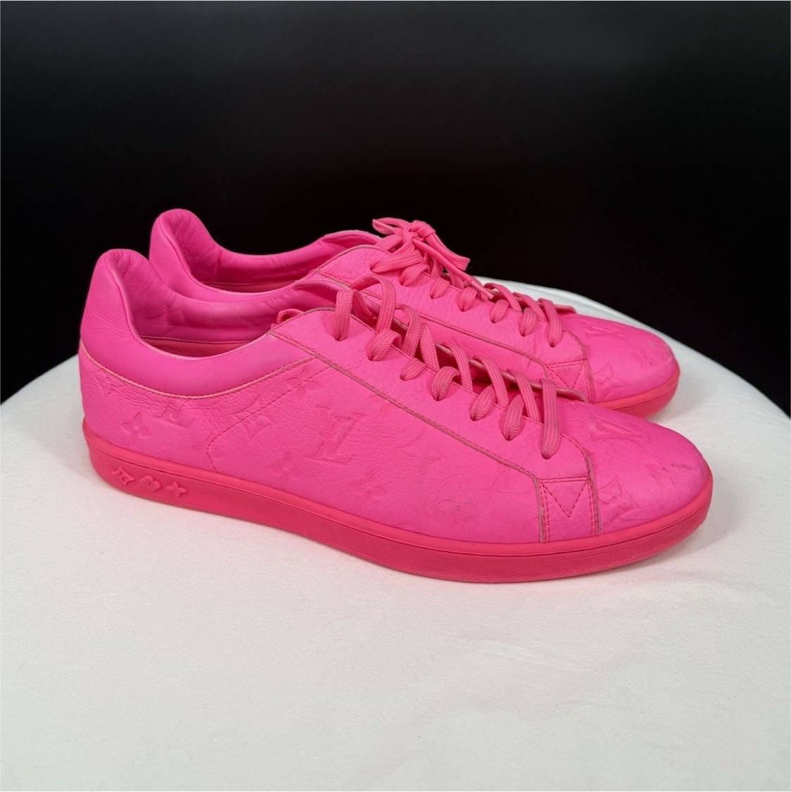 Louis Vuitton Men’s Monogram Logo Pink Low Top Lace Up Athletic Sneakers
