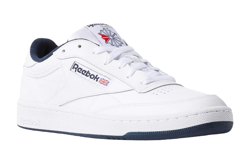 Men Reebok Club C 85 Leather Shoes White Navy AR0457