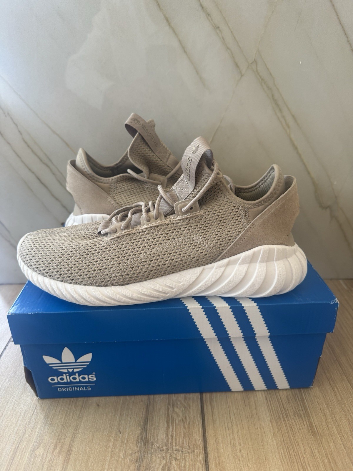 Size 9 – adidas Tubular Doom Sock Primeknit Beige | New With Tags |